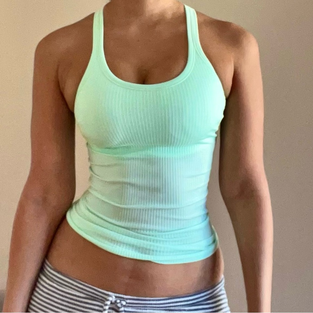 Lululemon Athletica Light Green Ribbed Racerback Tank